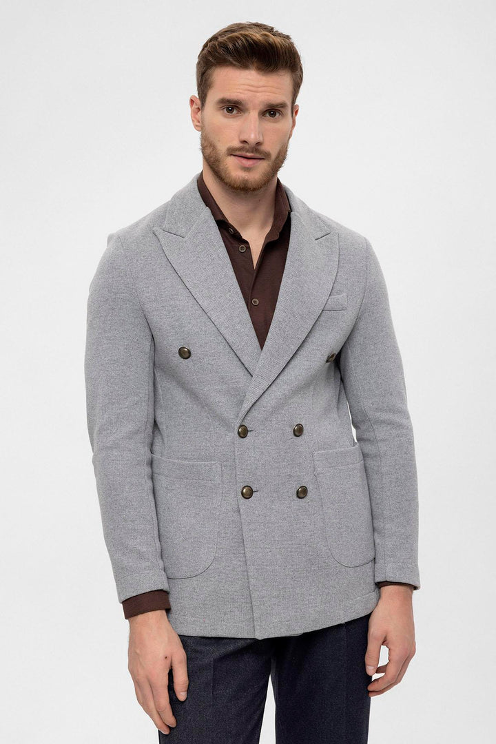 ANT Double-Breasted Knitwear Men's Blazer Jacket - Abrantes