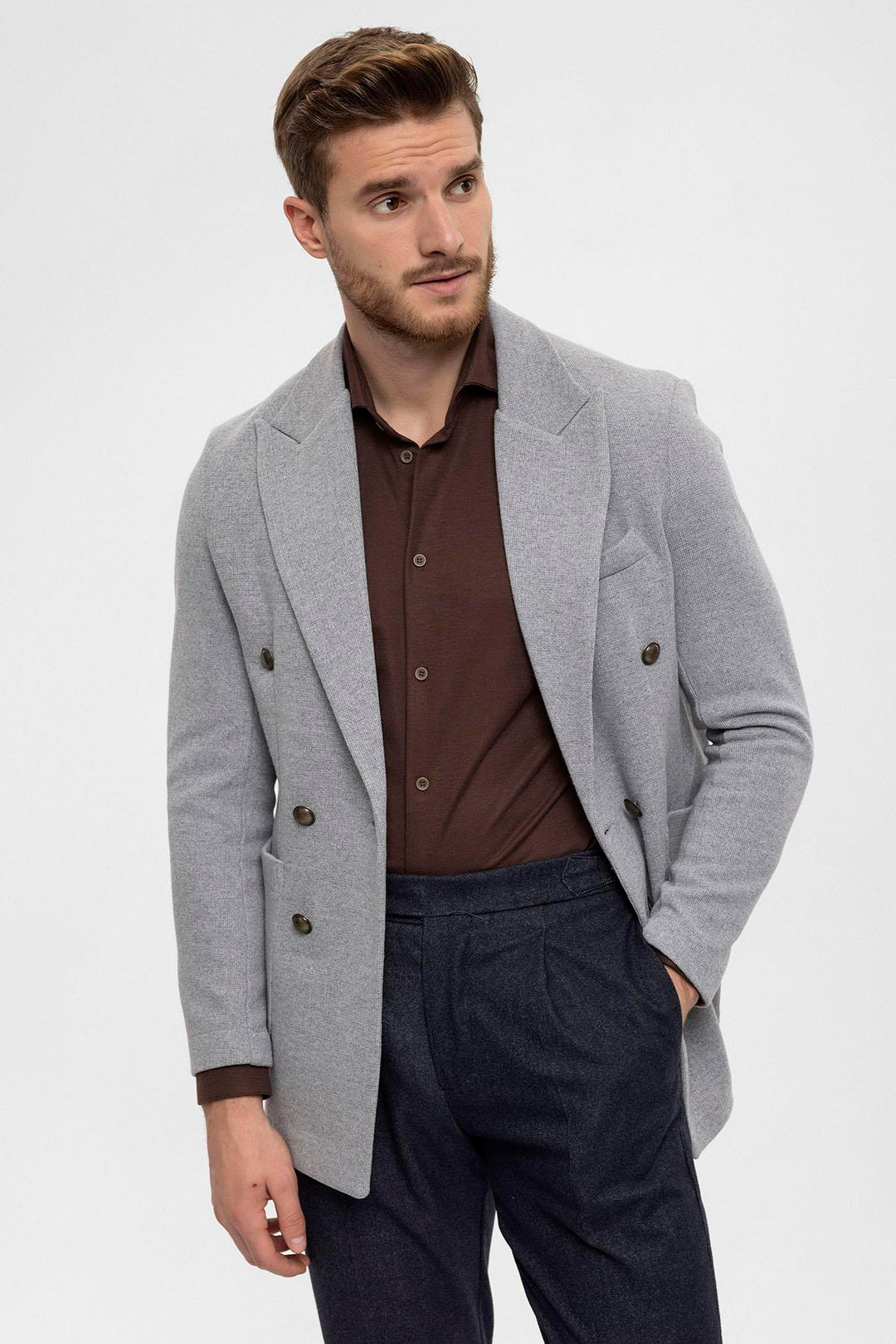 ANT Double-Breasted Knitwear Men's Blazer Jacket - Abrantes
