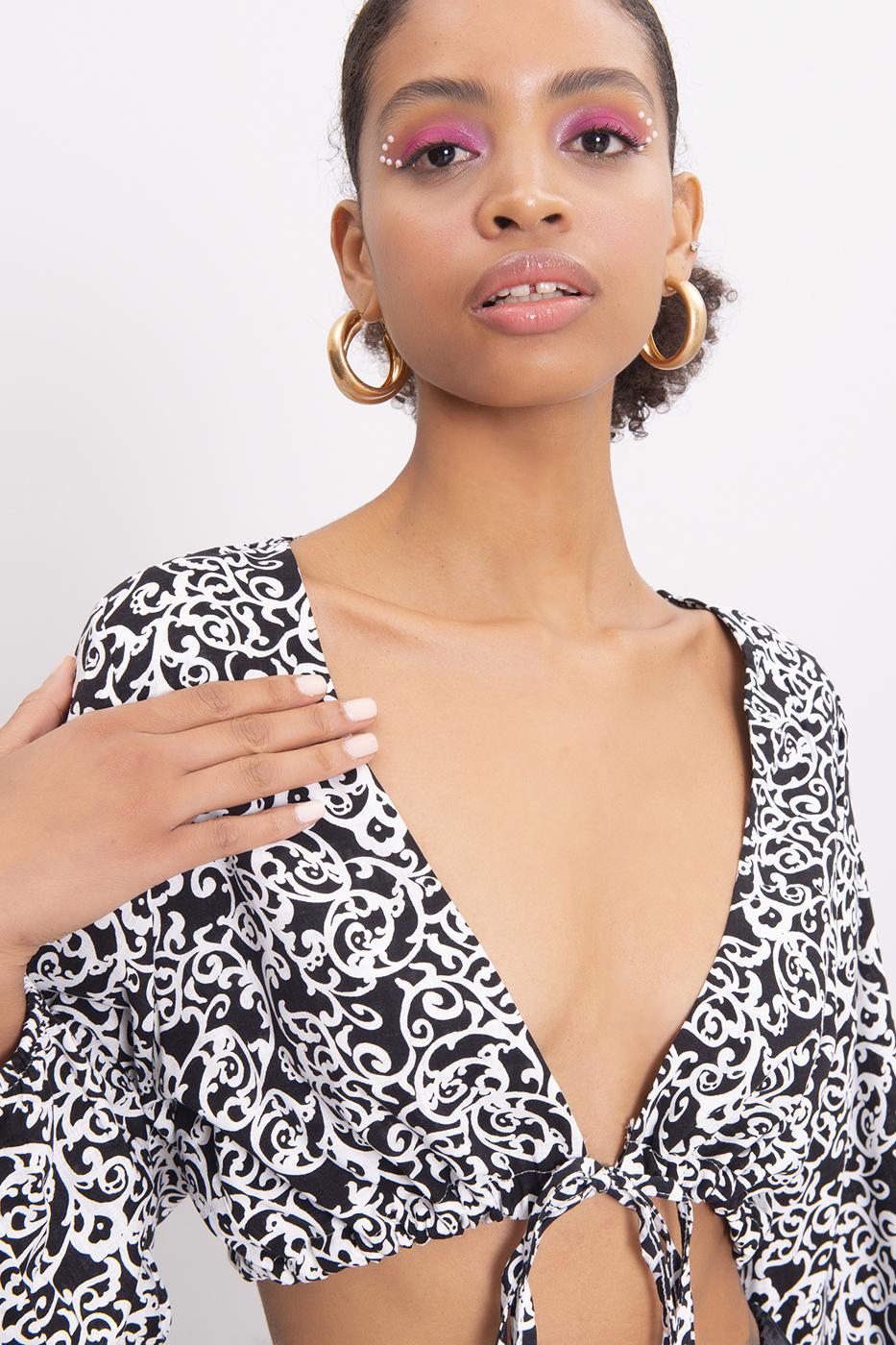 BSL Women Cowl Neck Crop Blouse - Arles