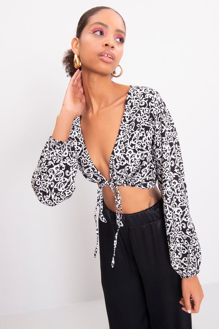 BSL Women Cowl Neck Crop Blouse - Arles