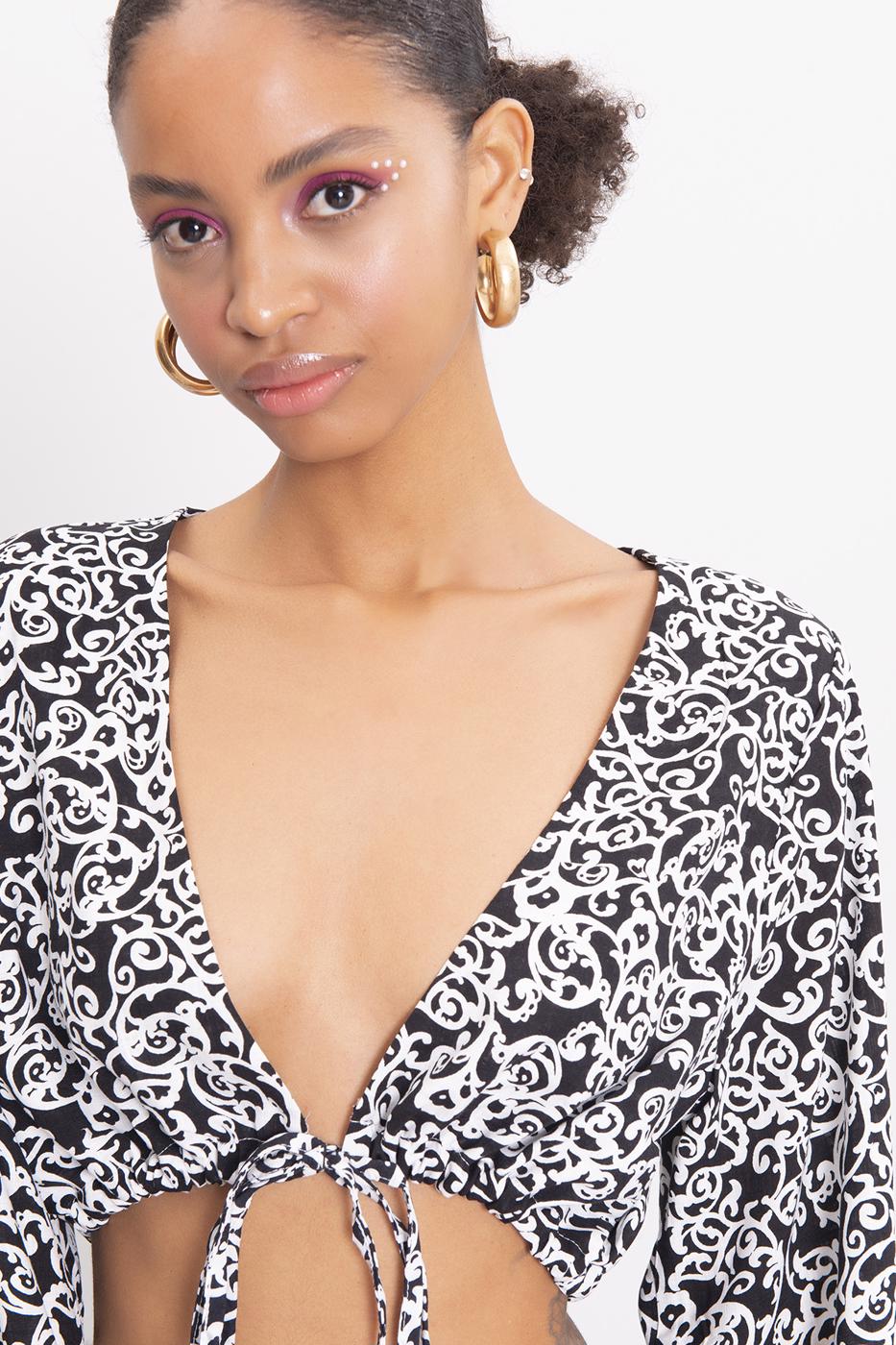 BSL Women Cowl Neck Crop Blouse - Arles