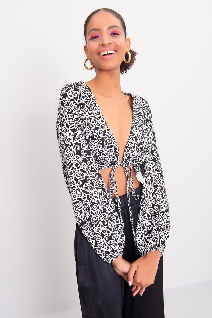 BSL Women Cowl Neck Crop Blouse - Arles