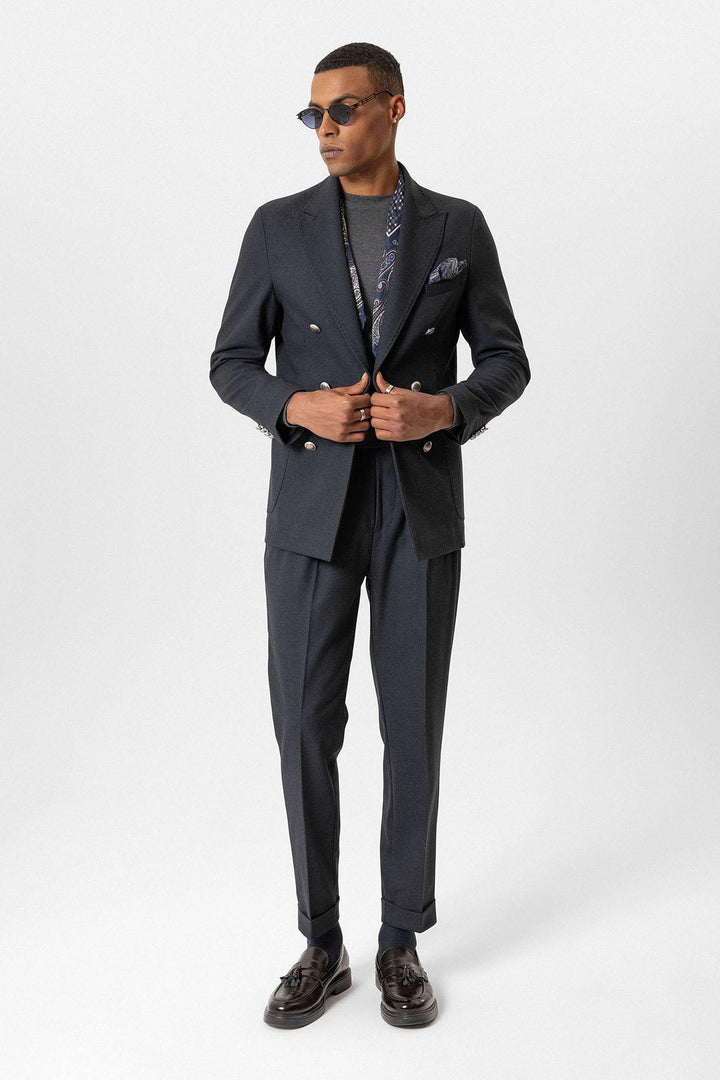ANT Antioch Navy Unlined Double-Breasted Men's Blazer Jacket - University City