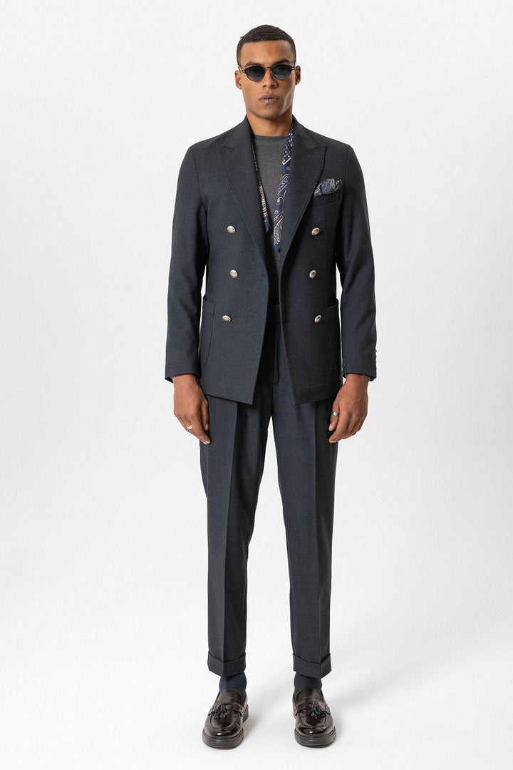 ANT Antioch Navy Unlined Double-Breasted Men's Blazer Jacket - University City