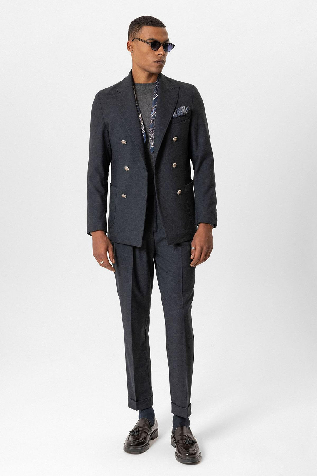 ANT Antioch Navy Unlined Double-Breasted Men's Blazer Jacket - University City