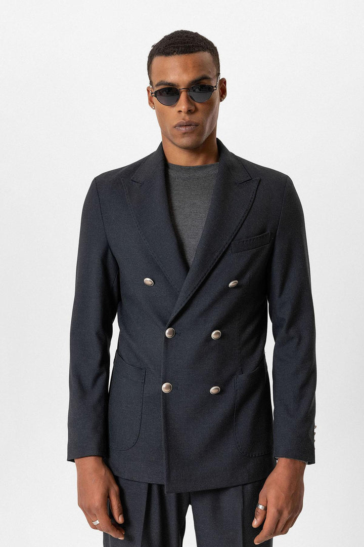 ANT Antioch Navy Unlined Double-Breasted Men's Blazer Jacket - University City