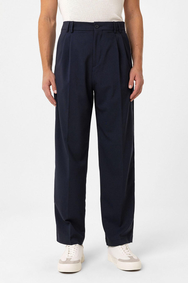 ANT Antioch Navy Blue Double Pleated Baggy Fit Men's Pants - Villa de Álvarez