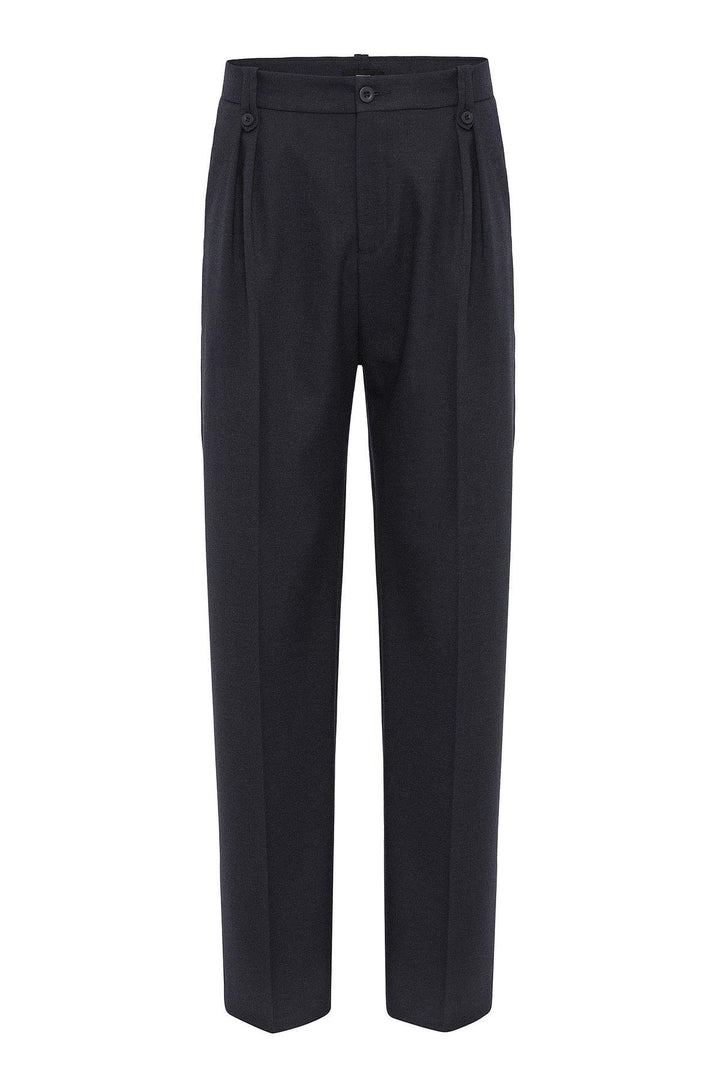 ANT Antioch Navy Blue Double Pleated High Waist Men's Pants - Warren