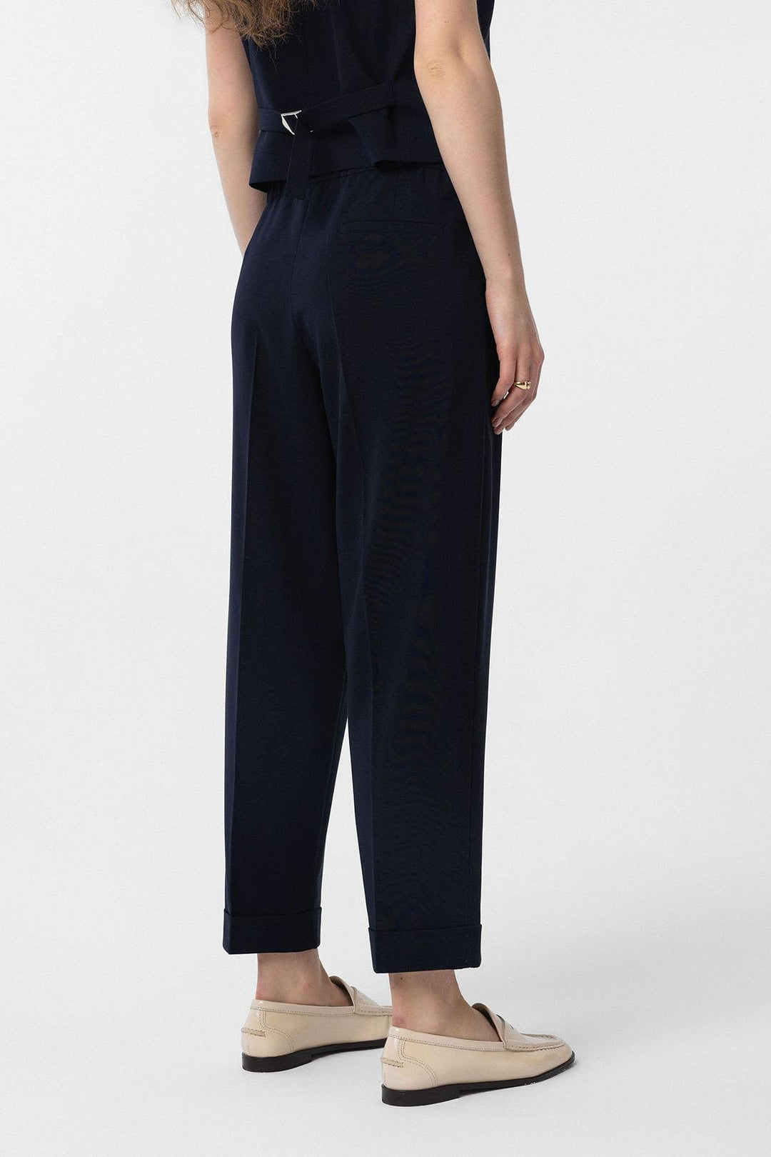 ANT Antioch Navy Blue Wide Leg High Waisted Women's Pants - Bridgwater