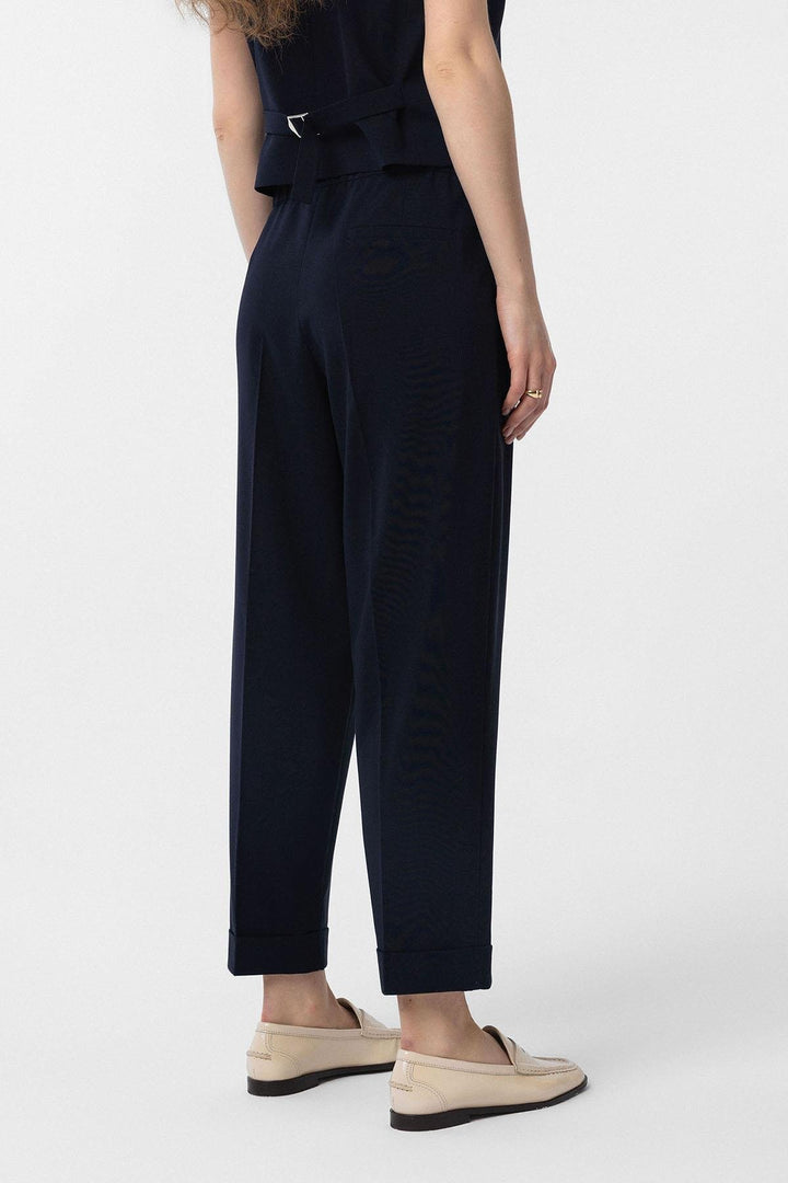 ANT Antioch Navy Blue Wide Leg High Waisted Women's Pants - Bridgwater