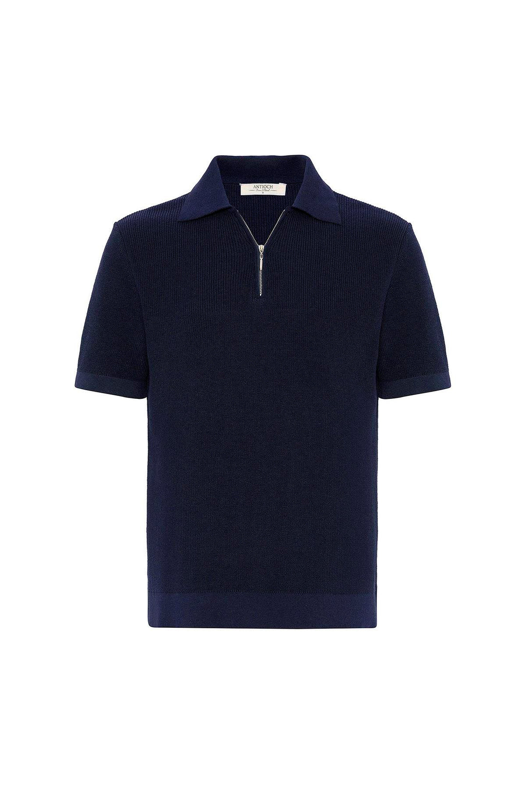 ANT Antioch Navy Blue Zippered Woven Men's Knit T-Shirt - Cranston