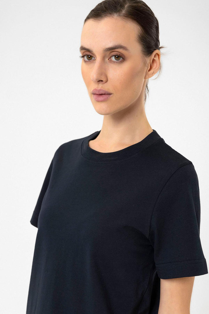 ANT Antioch Navy Women's Bicycle Collar Basic T-Shirt - Novi