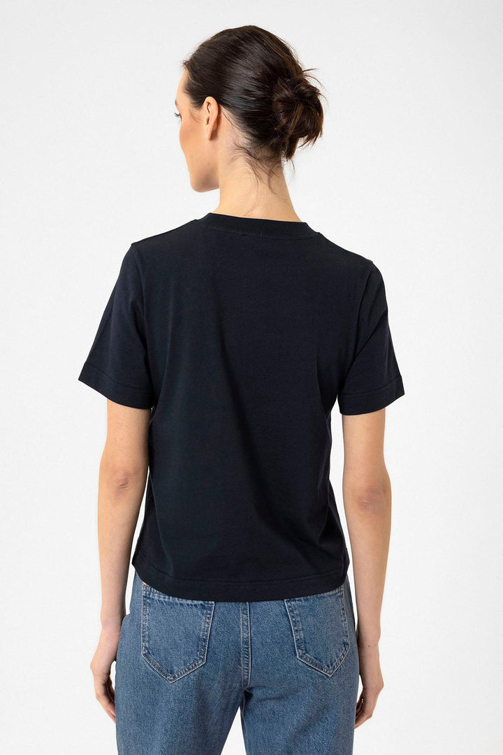 ANT Antioch Navy Women's Bicycle Collar Basic T-Shirt - Novi