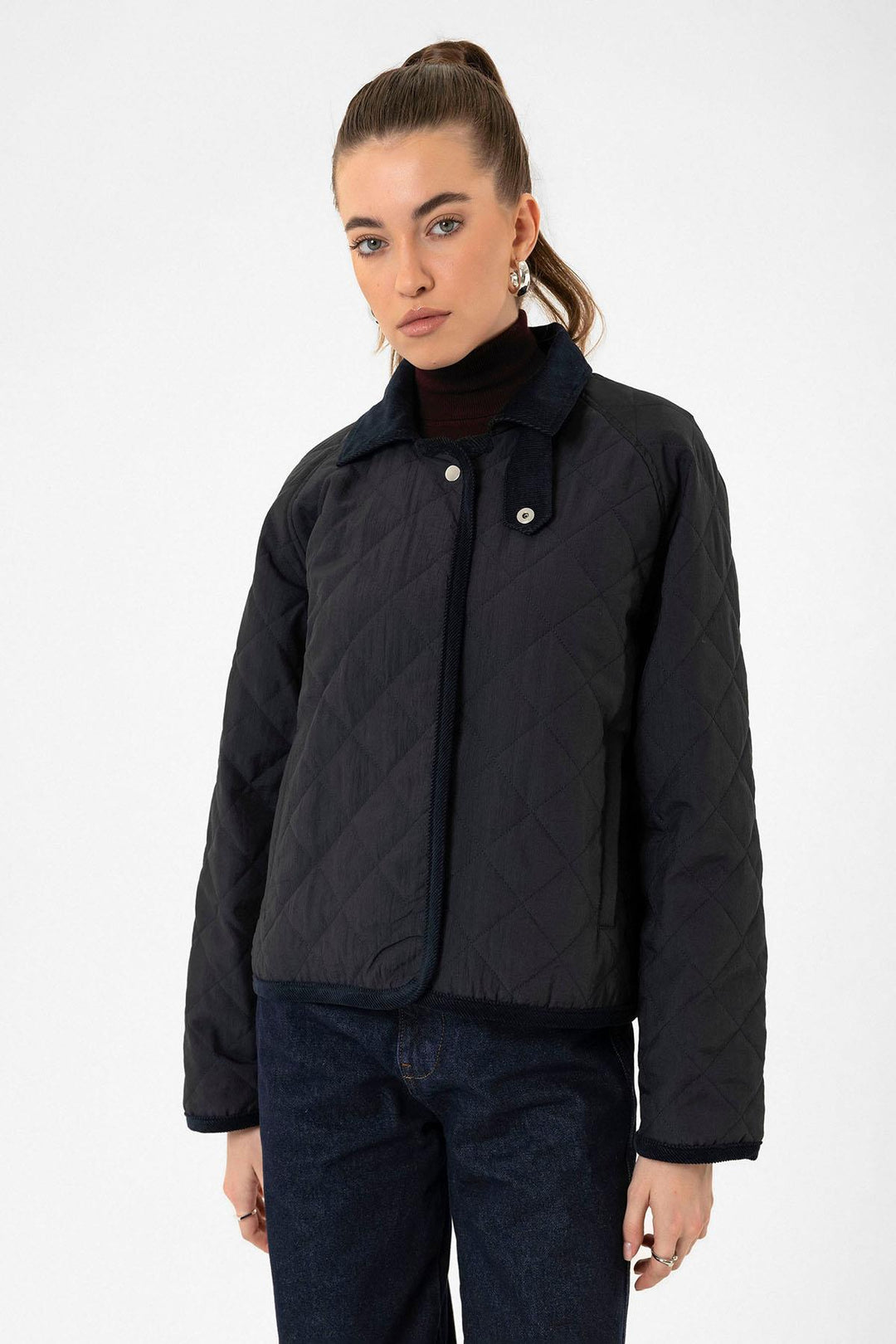 ANT Antioch Blue Women's Polo Neck Quilted Coat - Clichy
