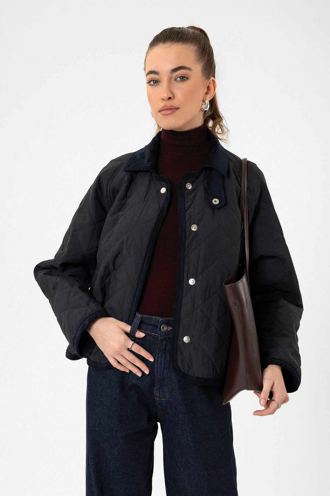ANT Antioch Blue Women's Polo Neck Quilted Coat - Clichy