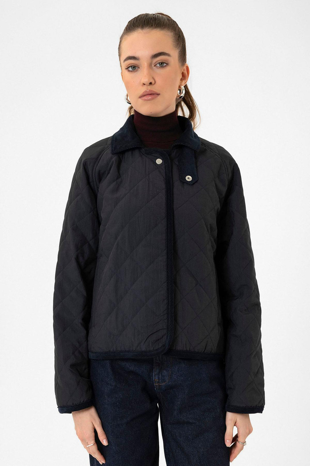 ANT Antioch Blue Women's Polo Neck Quilted Coat - Clichy