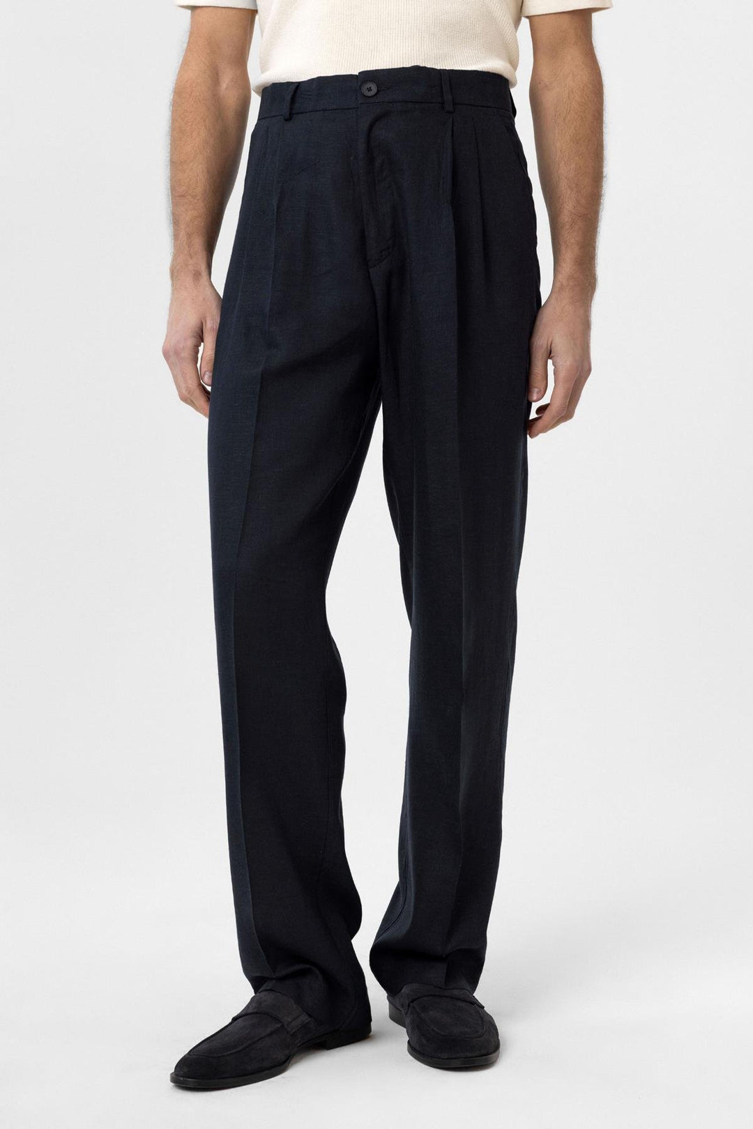 ANT Antioch Navy Linen Blend Men's Baggy Pants - Tulsa