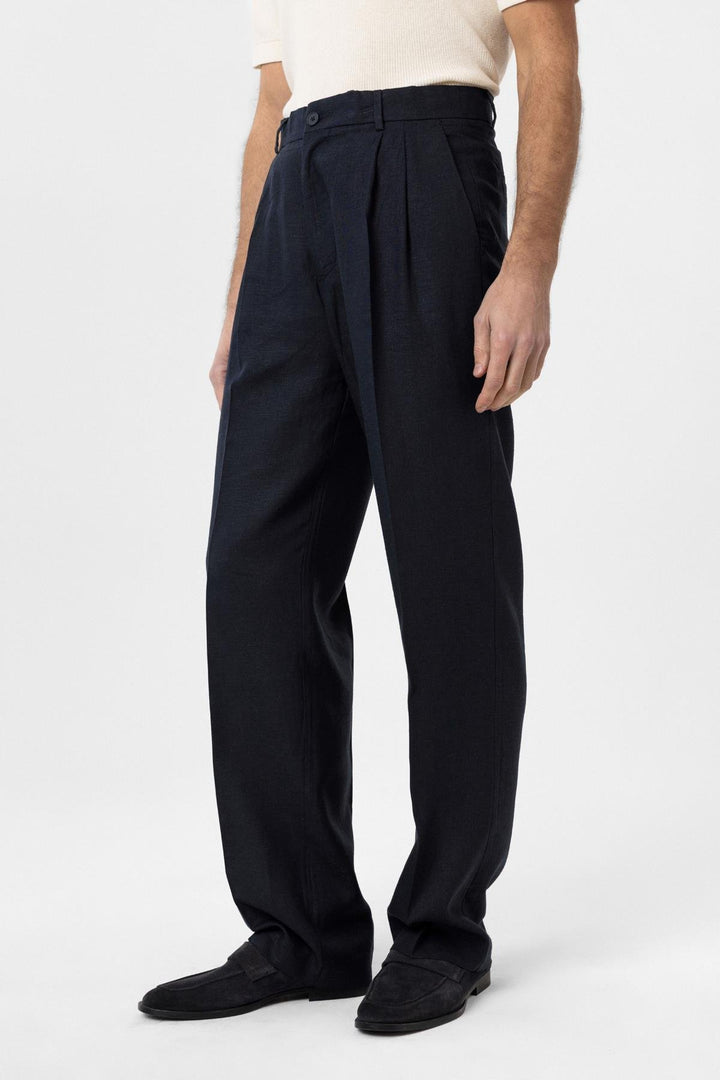 ANT Antioch Navy Linen Blend Men's Baggy Pants - Tulsa