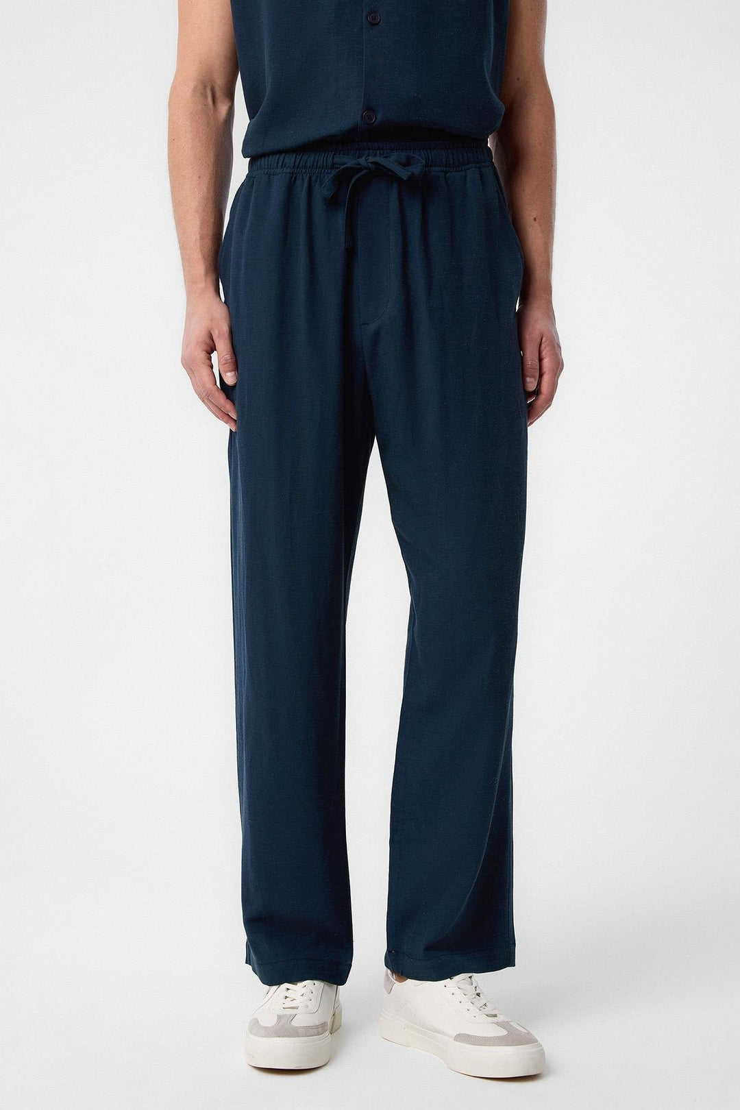 ANT Antioch Navy Blue Linen Blend Jogger Men's Pants - Wilhelmshaven