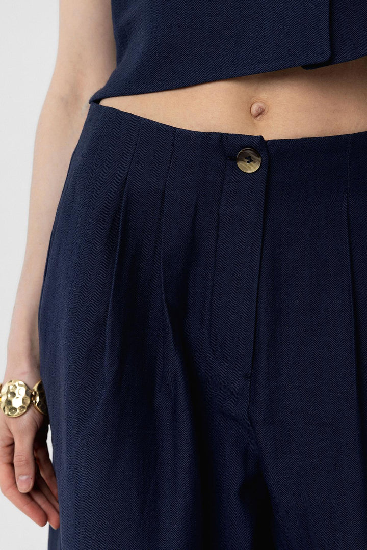 ANT Antioch Navy Linen Blend Women's Culotte Pants - Brühl