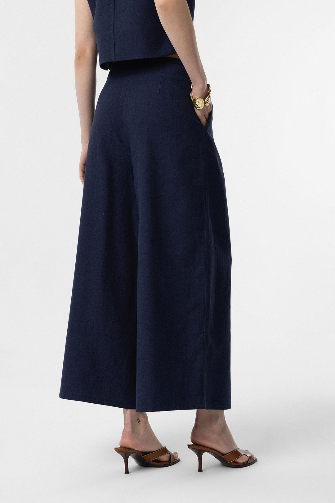 ANT Antioch Navy Linen Blend Women's Culotte Pants - Brühl