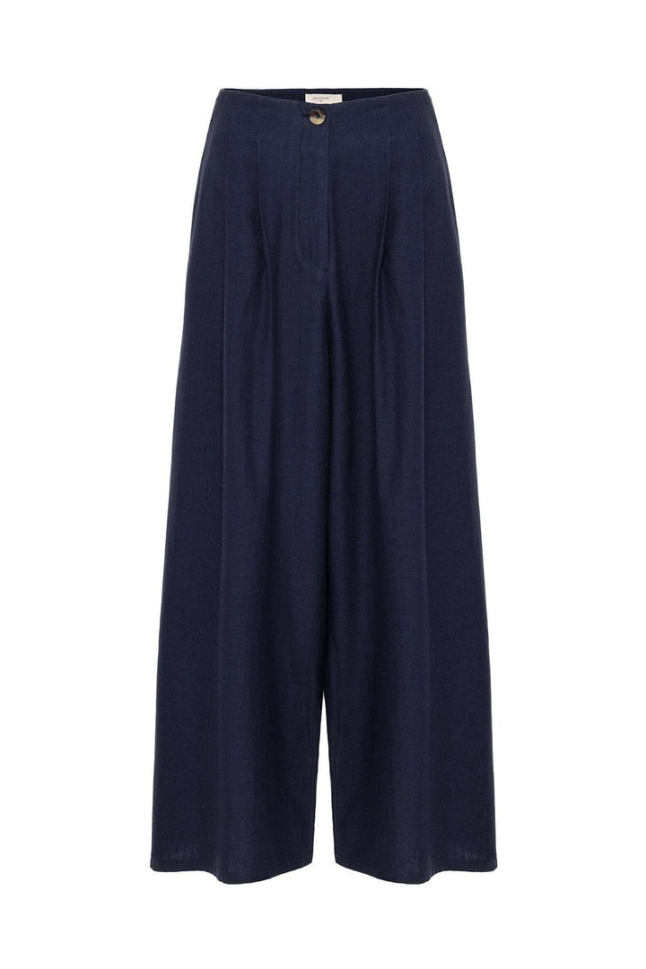 ANT Antioch Navy Linen Blend Women's Culotte Pants - Brühl