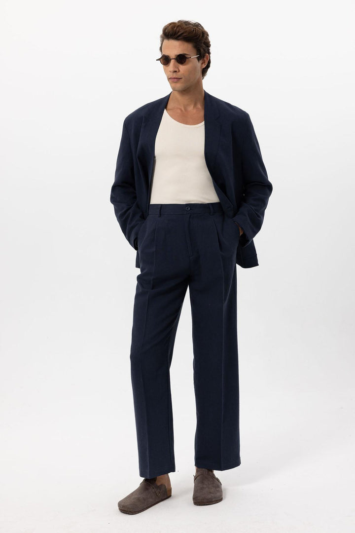 ANT Men's Linen Blend Double-breasted Buttoned Blazer Jacket - College Park