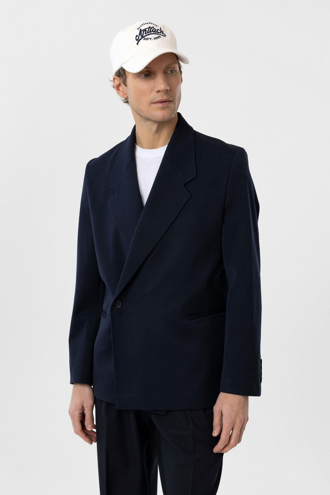 ANT Antioch Navy Blue Double Breasted Closure Flap Pocket Men's Blazer Jacket - Shawnee