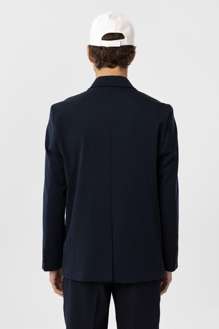 ANT Antioch Navy Blue Double Breasted Closure Flap Pocket Men's Blazer Jacket - Shawnee