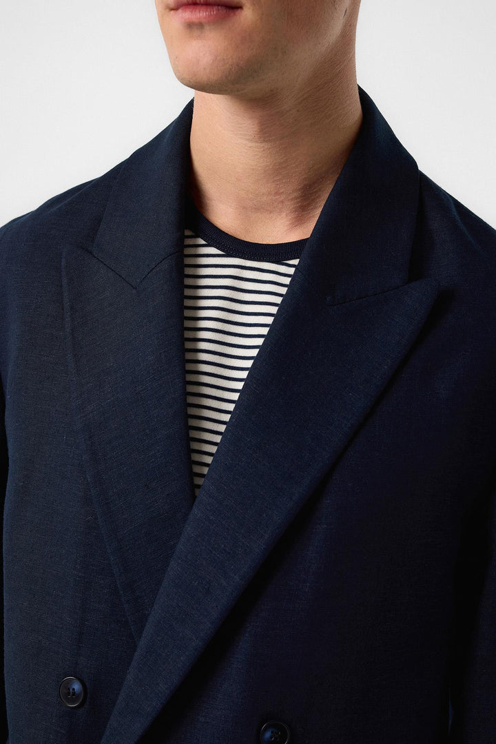ANT Antioch Navy Relax Fit Linen Blend Men's Blazer Jacket - Vila Verde