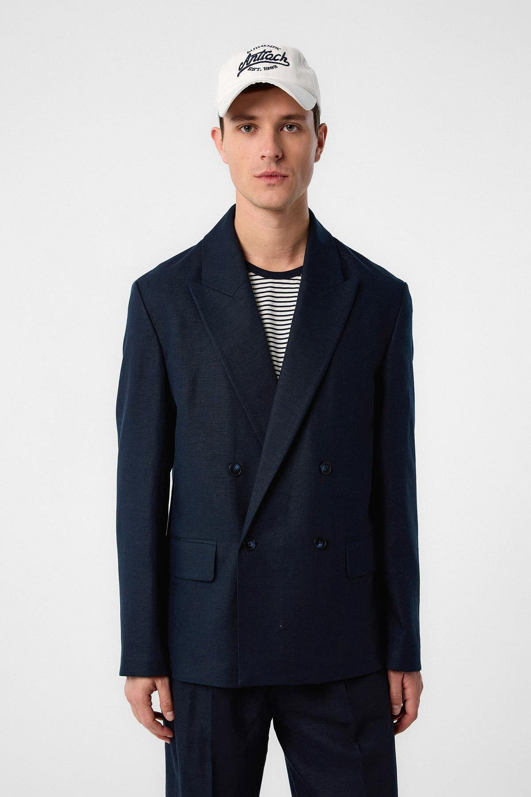 ANT Antioch Navy Relax Fit Linen Blend Men's Blazer Jacket - Vila Verde