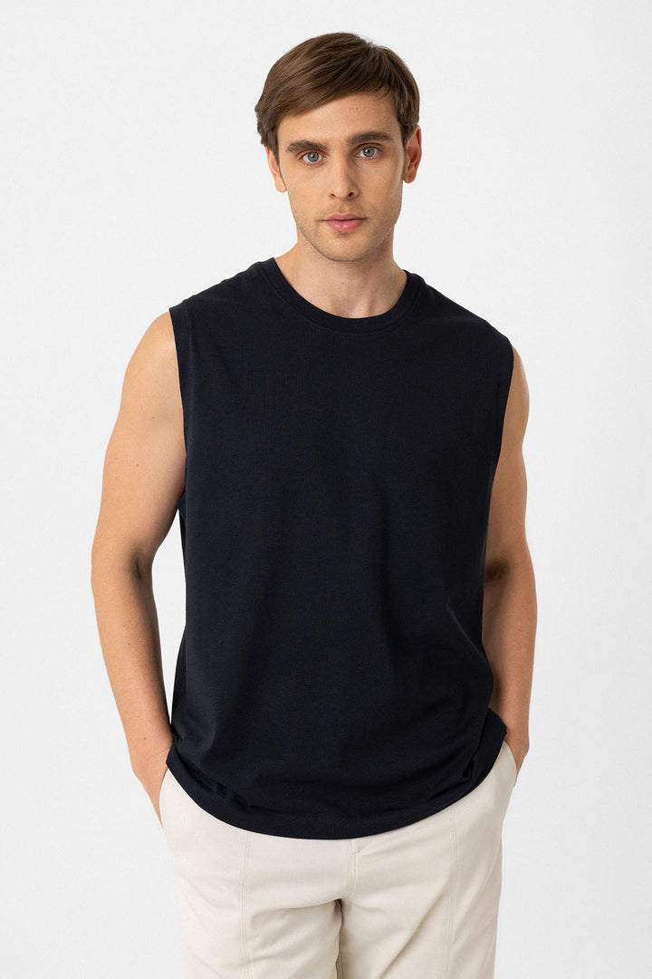 ANT Antioch Navy Blue Relaxed Fit Men's Tank Top - Lloret de Mar