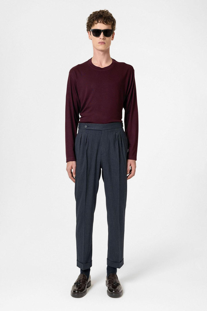ANT Antioch Navy High Waist Striped Wide Leg Men's Trousers - Jacksonville