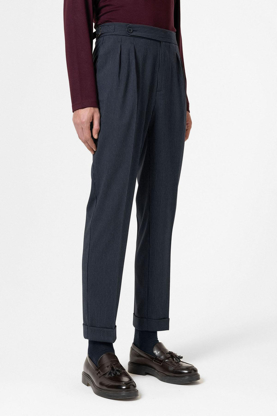 ANT Antioch Navy High Waist Striped Wide Leg Men's Trousers - Jacksonville