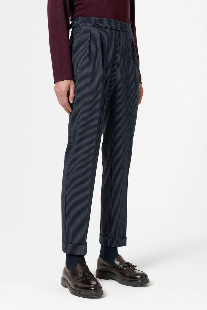 ANT Antioch Navy High Waist Striped Wide Leg Men's Trousers - Jacksonville