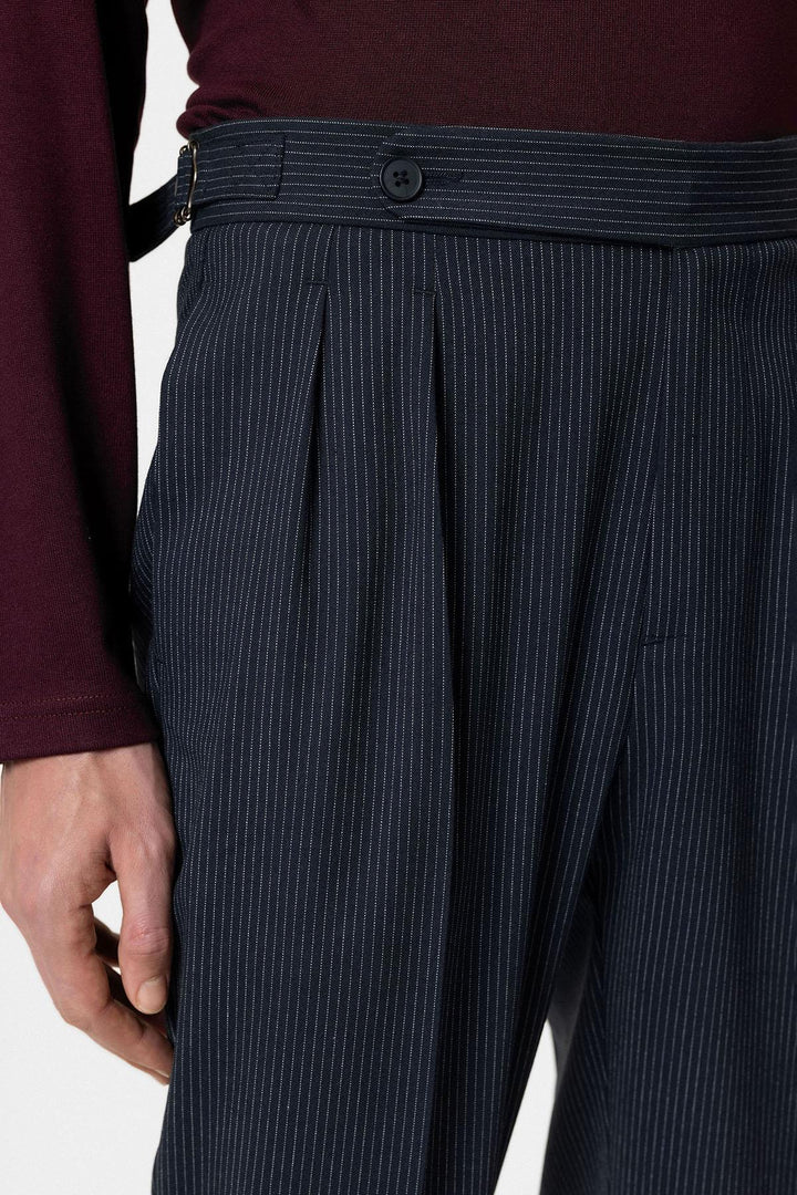 ANT Antioch Navy High Waist Striped Wide Leg Men's Trousers - Jacksonville