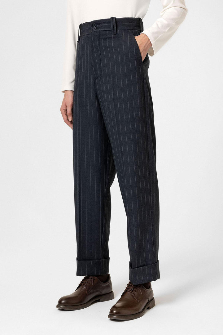ANT Antioch Navy High Waist Striped Relaxed Fit Men's Pants - Blackpool