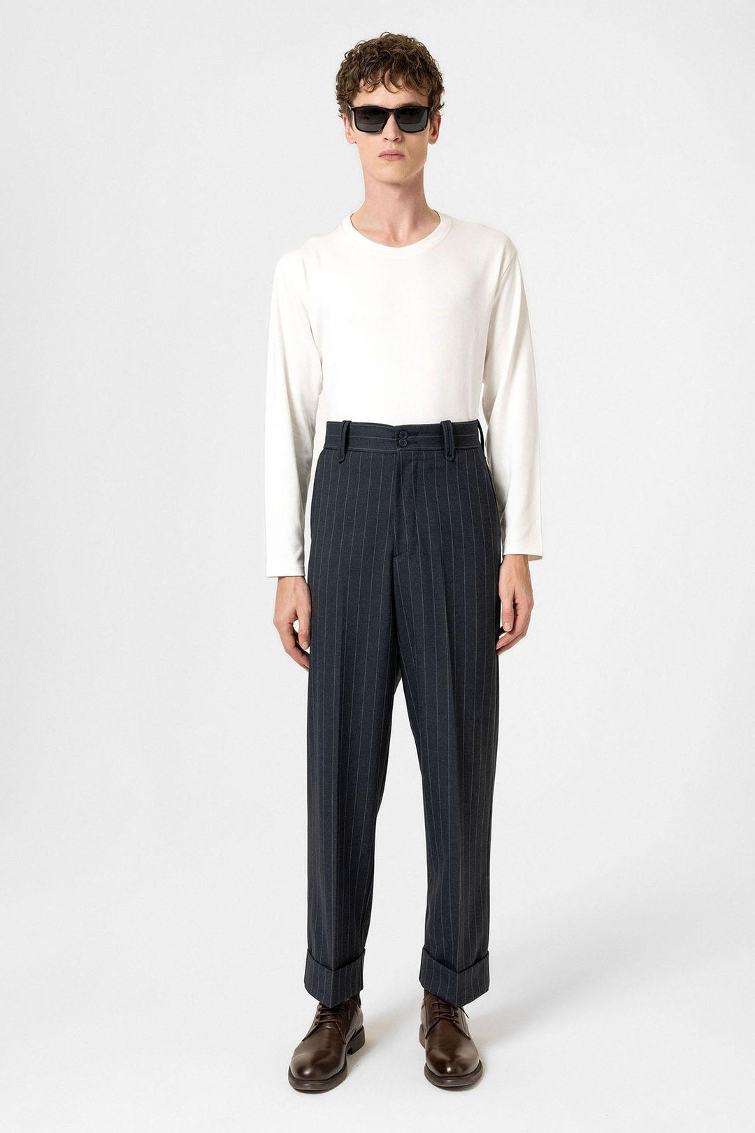 ANT Antioch Navy High Waist Striped Relaxed Fit Men's Pants - Blackpool