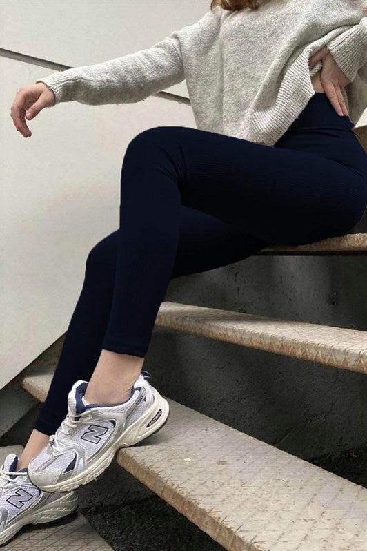 MDX Navy High Waist Women's Ribbed Leggings MG1625 - San Jacinto