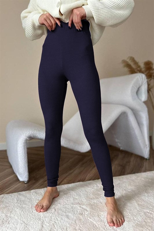 MDX Navy High Waist Women's Ribbed Leggings MG1625 - San Jacinto