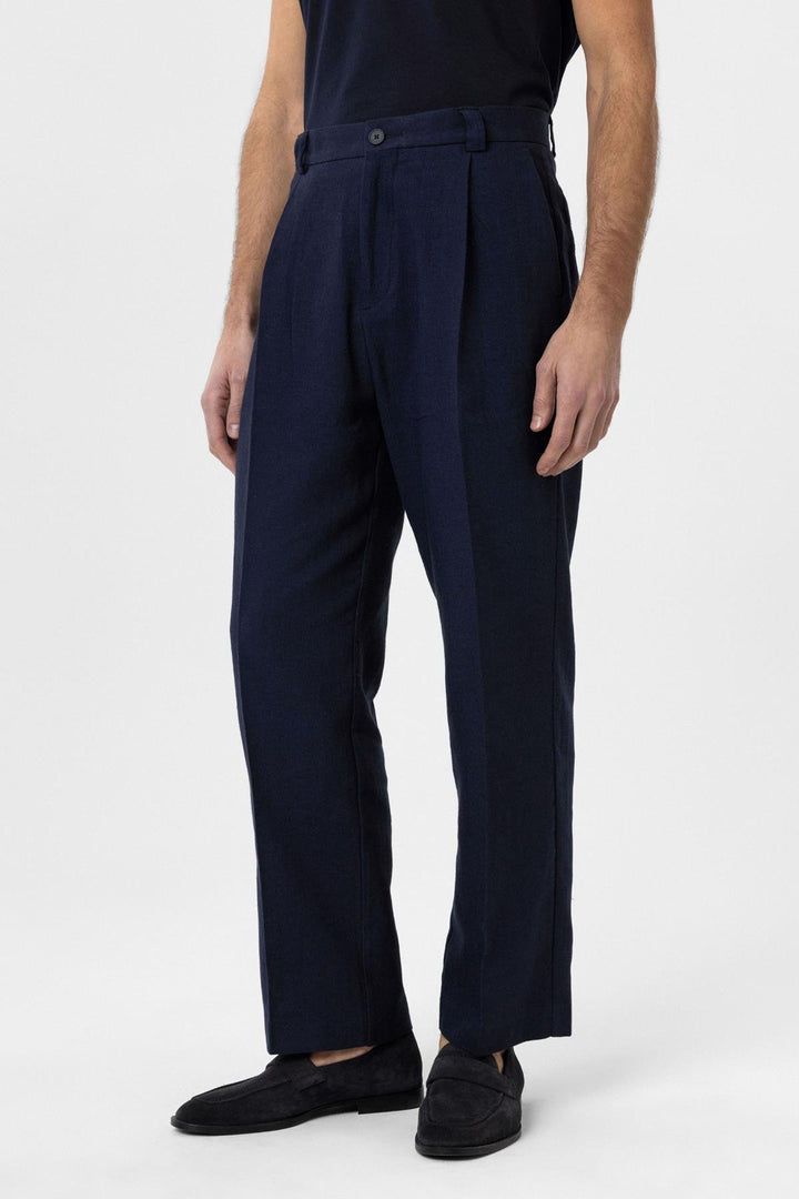 ANT Antioch Navy High Waist Linen Blend Men's Pants - Mixquiahuala de Juarez