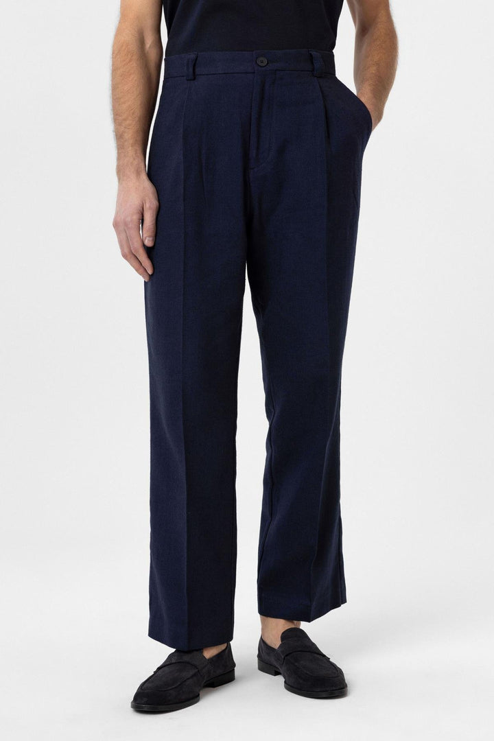 ANT Antioch Navy High Waist Linen Blend Men's Pants - Mixquiahuala de Juarez