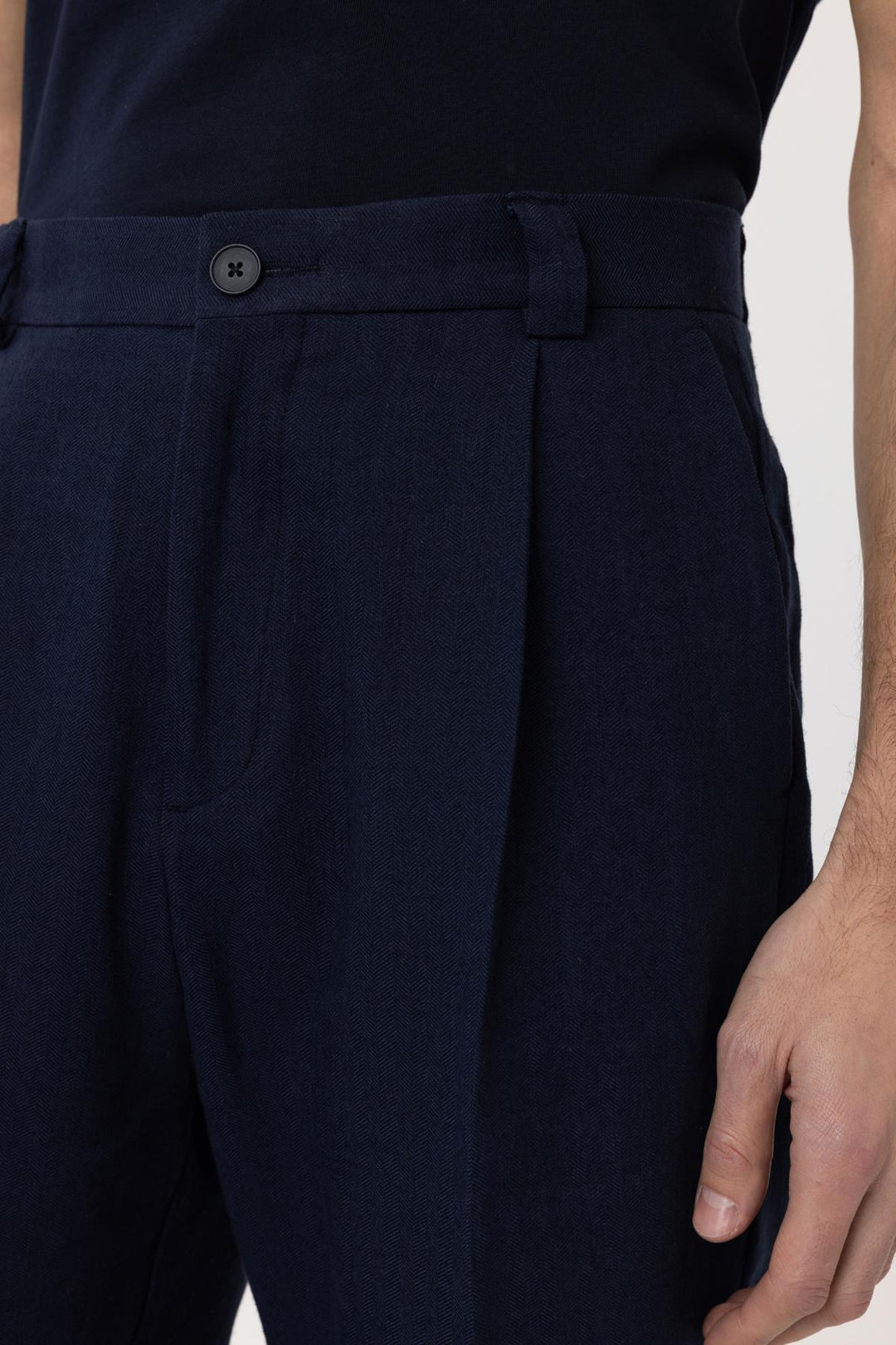 ANT Antioch Navy High Waist Linen Blend Men's Pants - Mixquiahuala de Juarez
