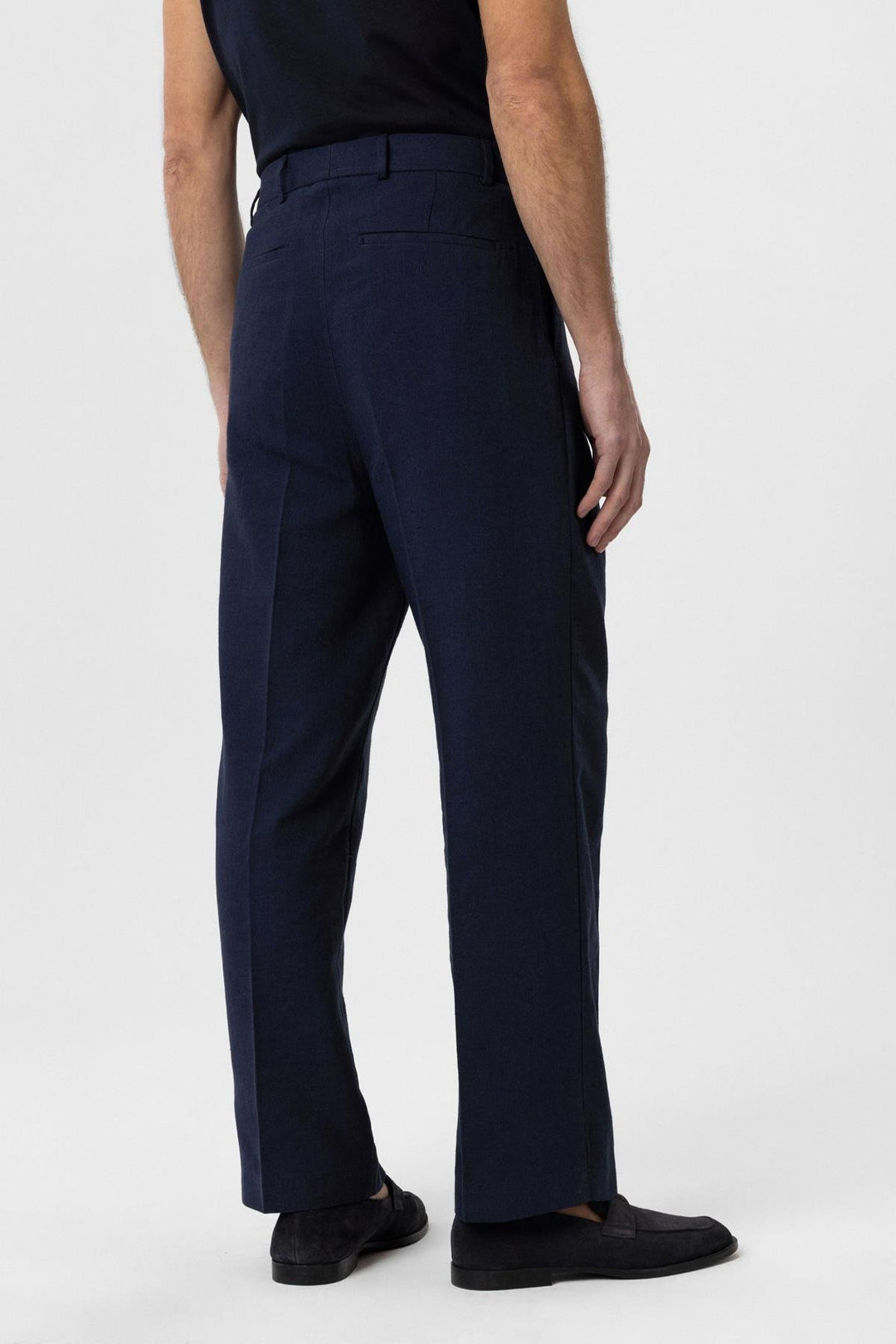 ANT Antioch Navy High Waist Linen Blend Men's Pants - Mixquiahuala de Juarez