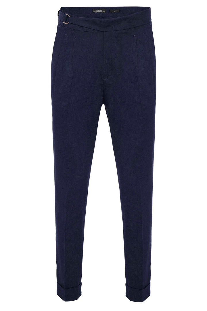 ANT High Waist Linen Blend Pleated Men's Trousers - Tuxtla