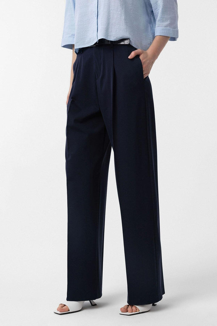 ANT Antioch Navy High Waist Flared Women's Pants - Bordeaux