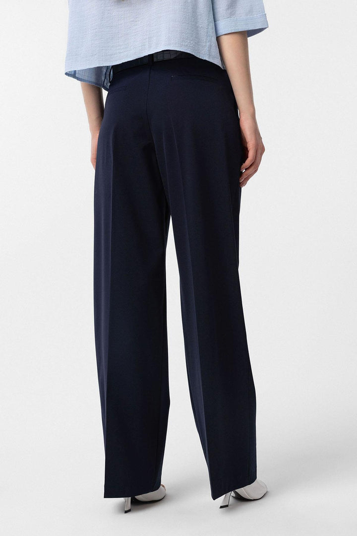 ANT Antioch Navy High Waist Flared Women's Pants - Bordeaux