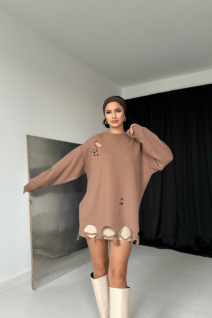 ELS Laser Cut Blouse - Camel - Victoria