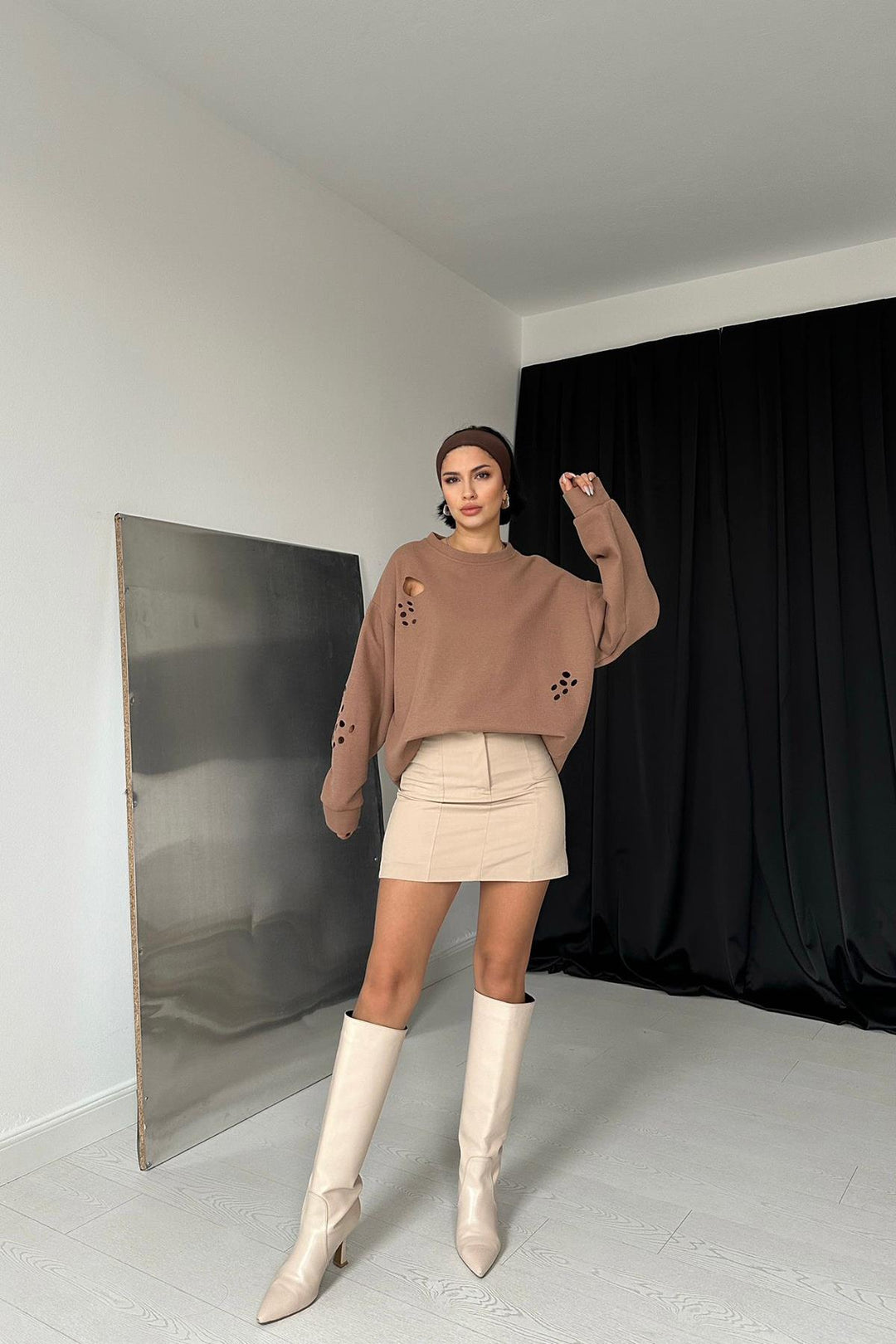 ELS Laser Cut Blouse - Camel - Victoria