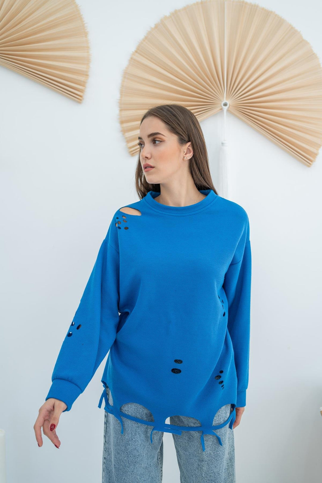 ELS Laser Cut Blouse - Blue - Rocky Mount